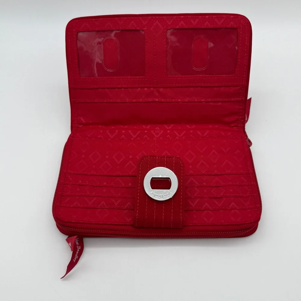 Vera Bradley RFID Turnlock Wallet Tango Red Quilted Microfiber 24888 NWOT